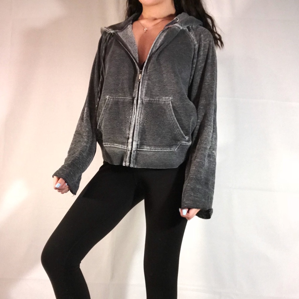calvin klein grey distressed sweatshirt